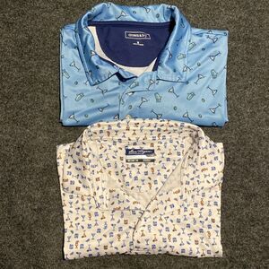 Performance Golf Polo Lot Of 2 Martini Drinks Pattern, Men Size Medium